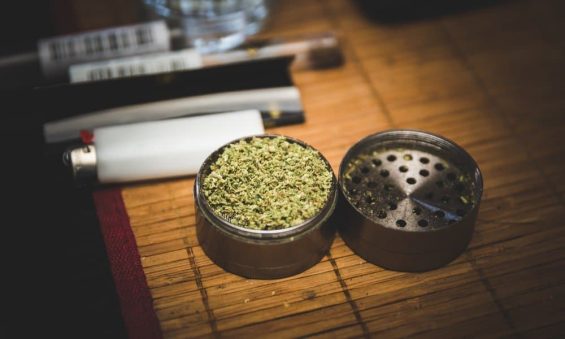 a grinder for weed filled with material