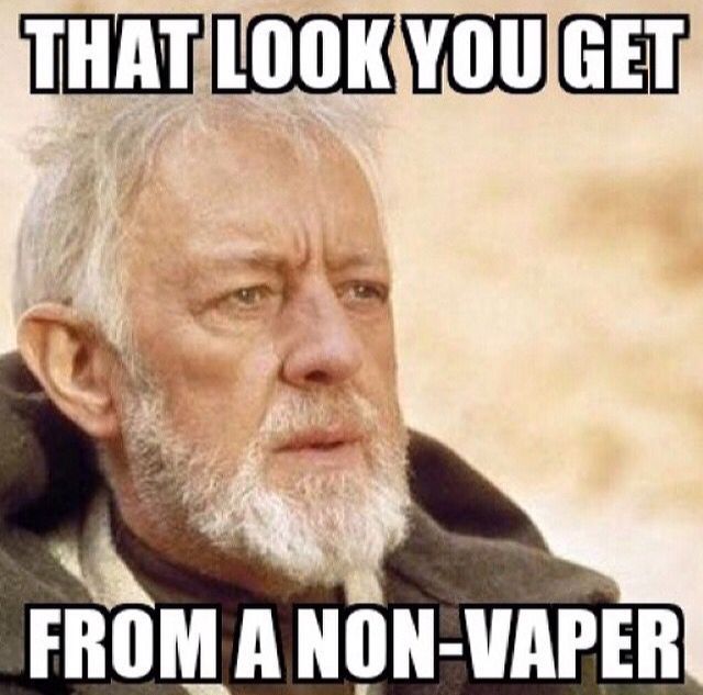A vape meme of Gollum holding a vape juice bottle.