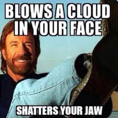 Chuck Norris vaping meme.