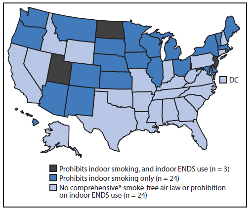 indoor vaping bans map
